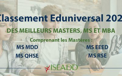 4 Mastères MS de l’ISEADD dans le classement Eduniversal 2021